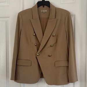 DG2 Diane Gilman Double breasted Gold button detail Tan Blazer Women’s XL